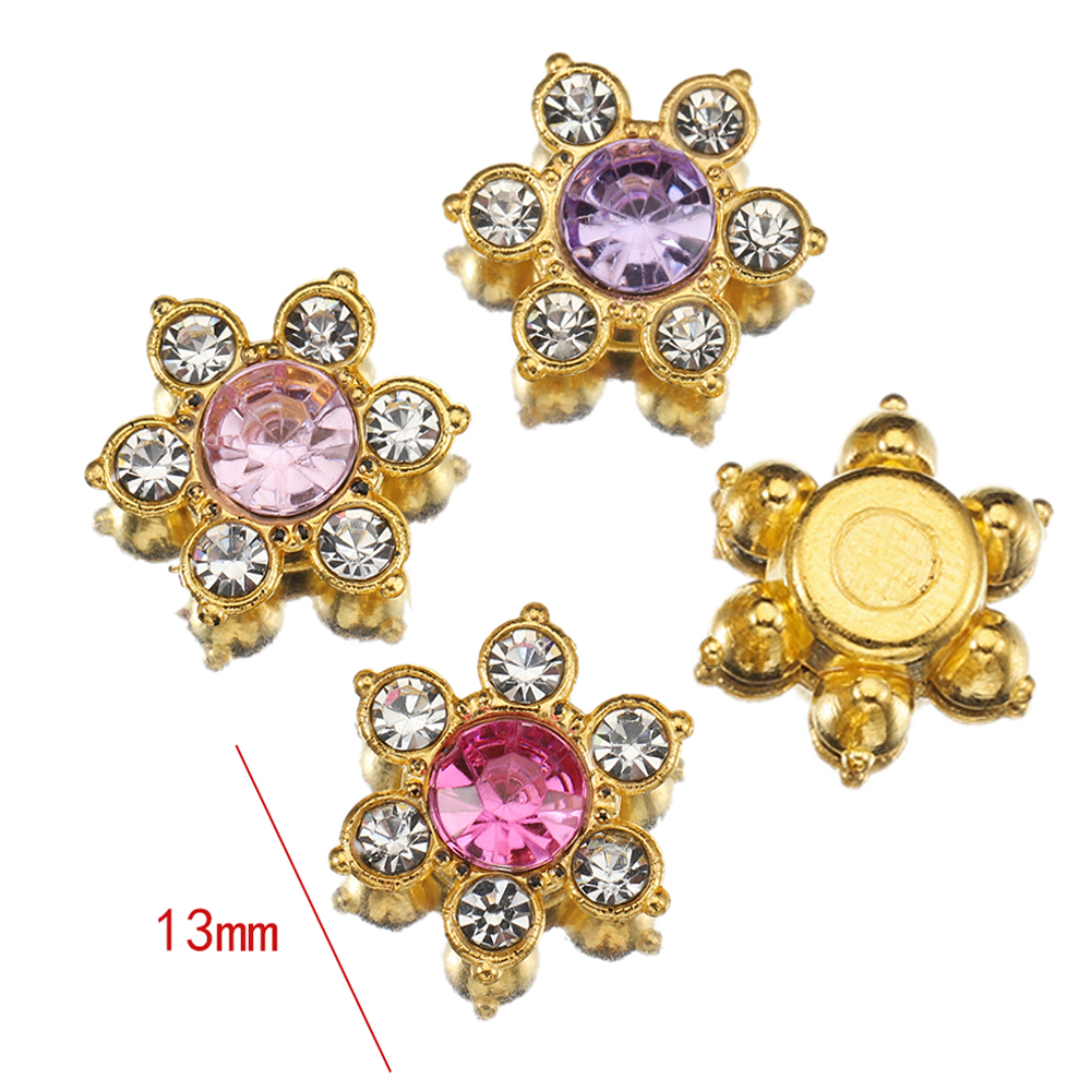 100 Stuks 50 Stuks 13Mm Bloem Kristal Strass Cabochon Platte Achterkant Patches Voor Sieraden Maken Naaien Op Broche Accessoires Diy