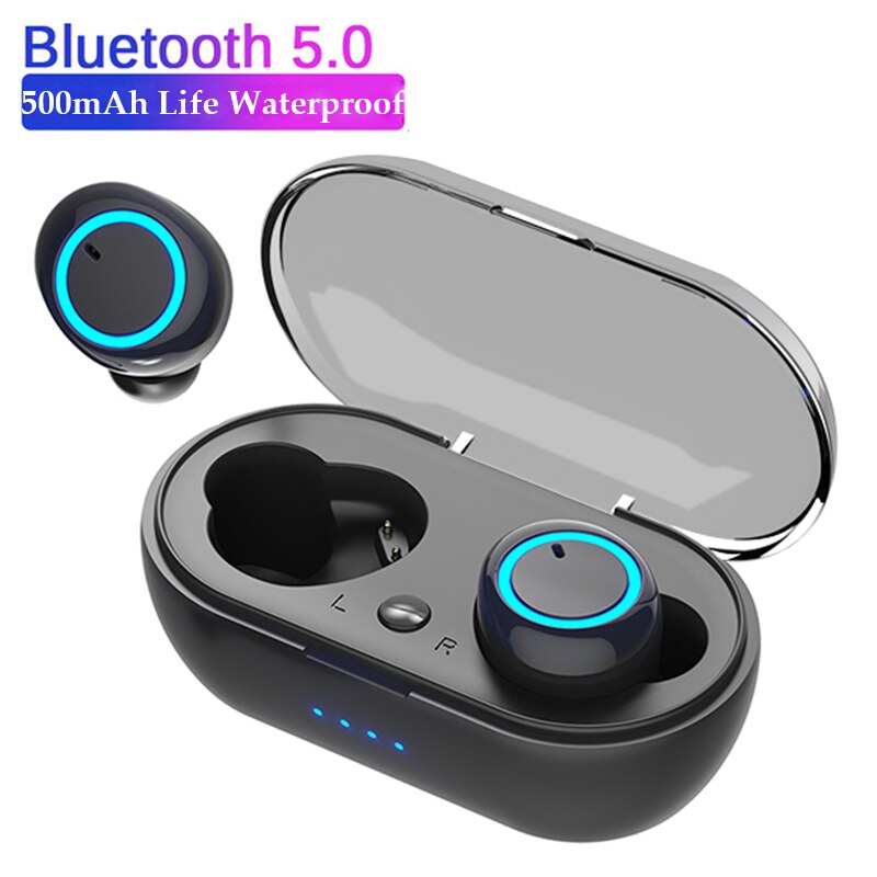 D10/DT2 TWS Bluetooth Earphones Fingerprint Touch Wireless Earbuds HD Stereo Wireless Headphones Noise Cancelling Gaming Headset: Black