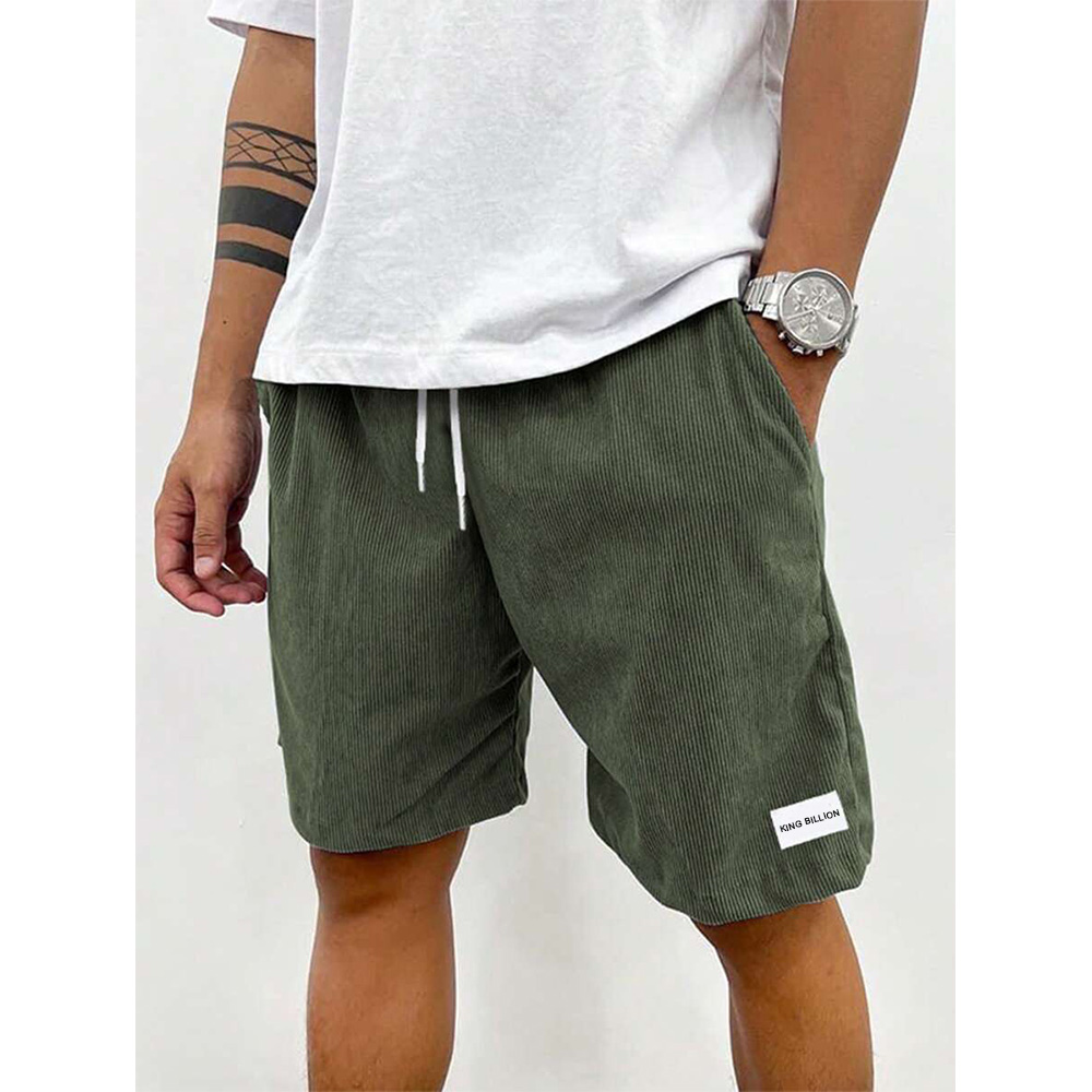 Pantalones de chándal de pana de verano para hombre, pantalones cortos informales, pantalones cortos de playa para hombre, pantalones cortos de baloncesto, ropa deportiva con etiqueta de Color sólido para hombre: L / Verde