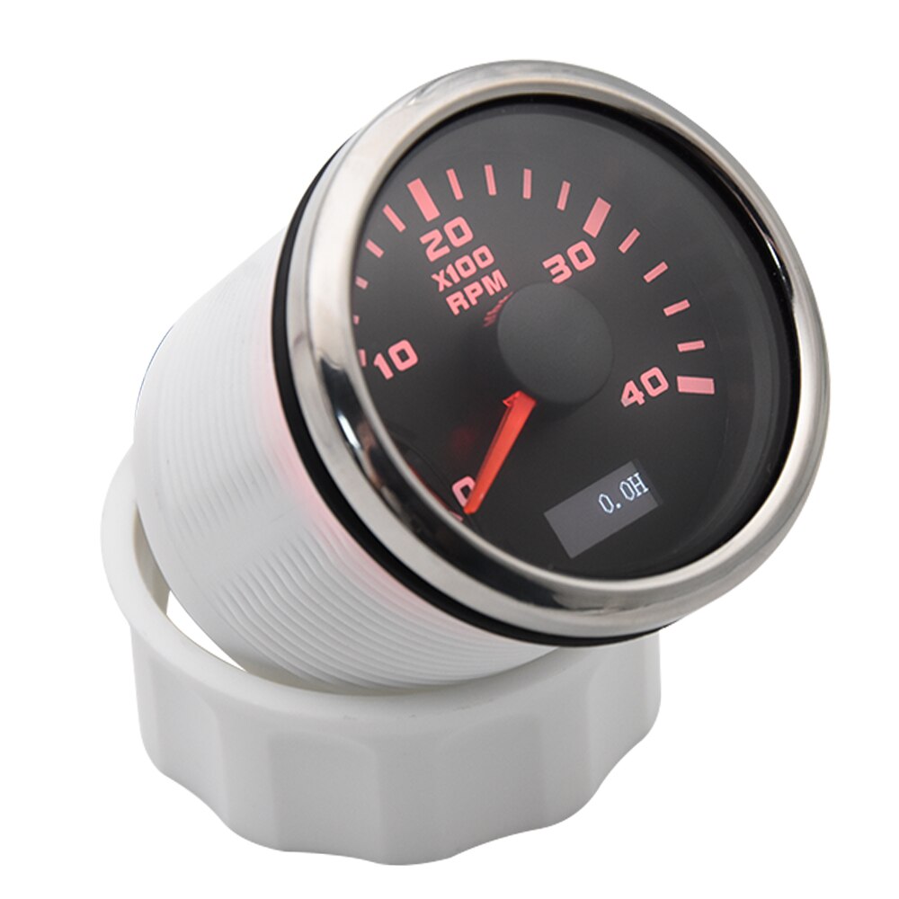 52mm Digital RPM Gauge Car Boat Tachometer Gauge Engine Hour Meter 0-4000RPM Marine Car Tacho Meter with LCD Red Backlight