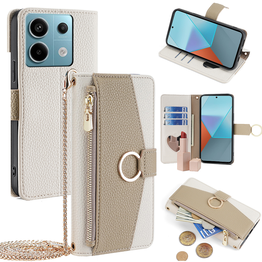 Redmi Note 13 Pro Crossbody Phone Case for Xiaomi Redmi Note 13 13R Pro Plus 13C 5G Poco X6 M6 Pro Wallet Case with Metal Chain