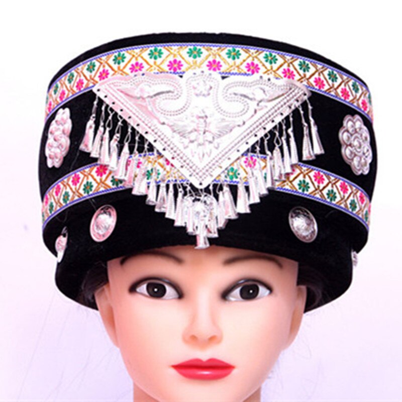 Kinesisk minoritetshat miao kasket kinesisk nationalhat vintage kasket til kvinder kinesisk nationaldanserhat dansehætte