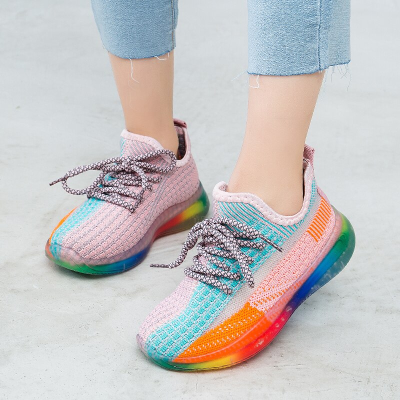 freundlicher Bunte Schuhe Grils Turnschuhe Neue Frühjahr Jungen Schuhe freundlicher Sport Atmungsaktive Lauf Licht Gittergewebe Turnschuhe lässig Schuh: rosa / 29