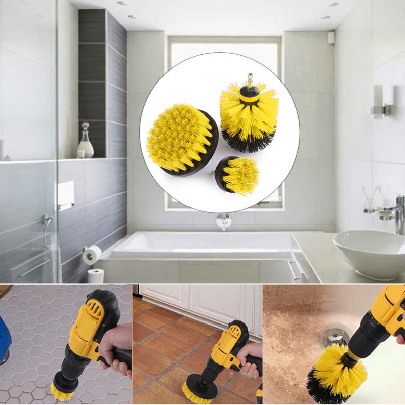 3Pcs/Set Power Scrubber Brush Set For Car Bathroom Drill Brushes Cordless Attachment Kit Power Toilet Brush Cleaning Brush