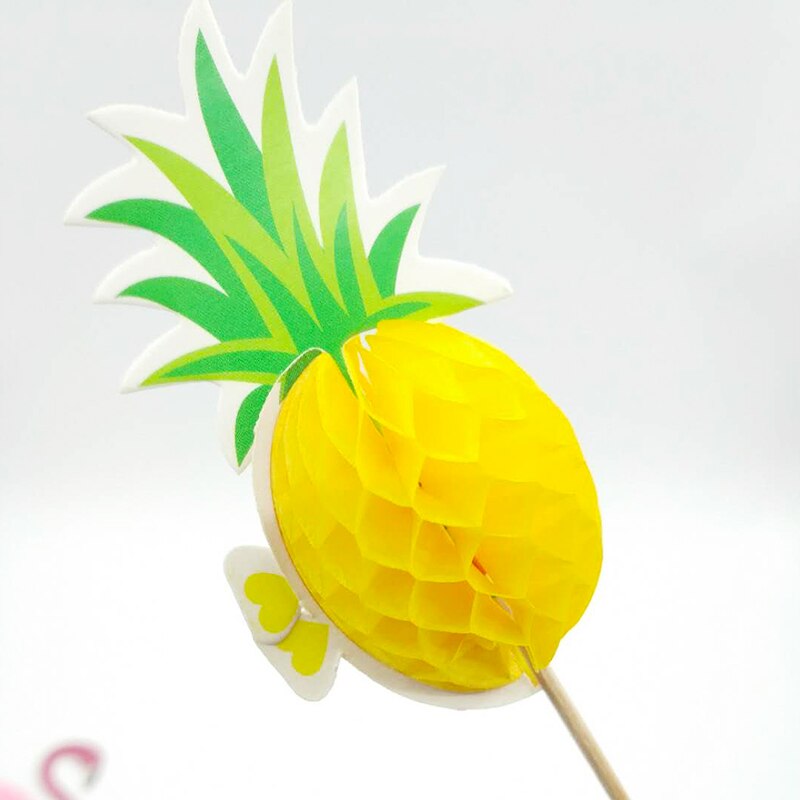 Flamingo Cupcake Toppers pineapple Cakes Topper Wedding Decor Birthday Party Decoration Picks Tropical Hawaii Party Supplies: 3D Pineapple-20PCS