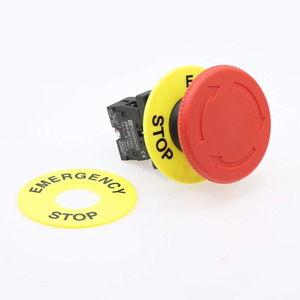 22mm red mushroom head emergency stop button switch XB2 LAY37 NO/NC alarm button switch