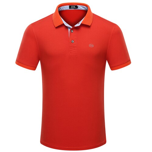 Summer polo shirt Business casual solid men&#39;s polo shirt Short sleeved cotton shirt polo men Branded clothing tops man: orange / M