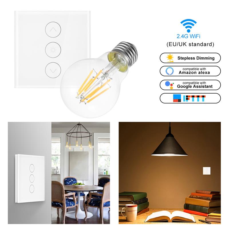 Atenuador Led de 220v, interruptor Wifi inteligente, Interruptor táctil para luz, funciona con la bombilla E27 del asistente de Google Alexa IFTTT