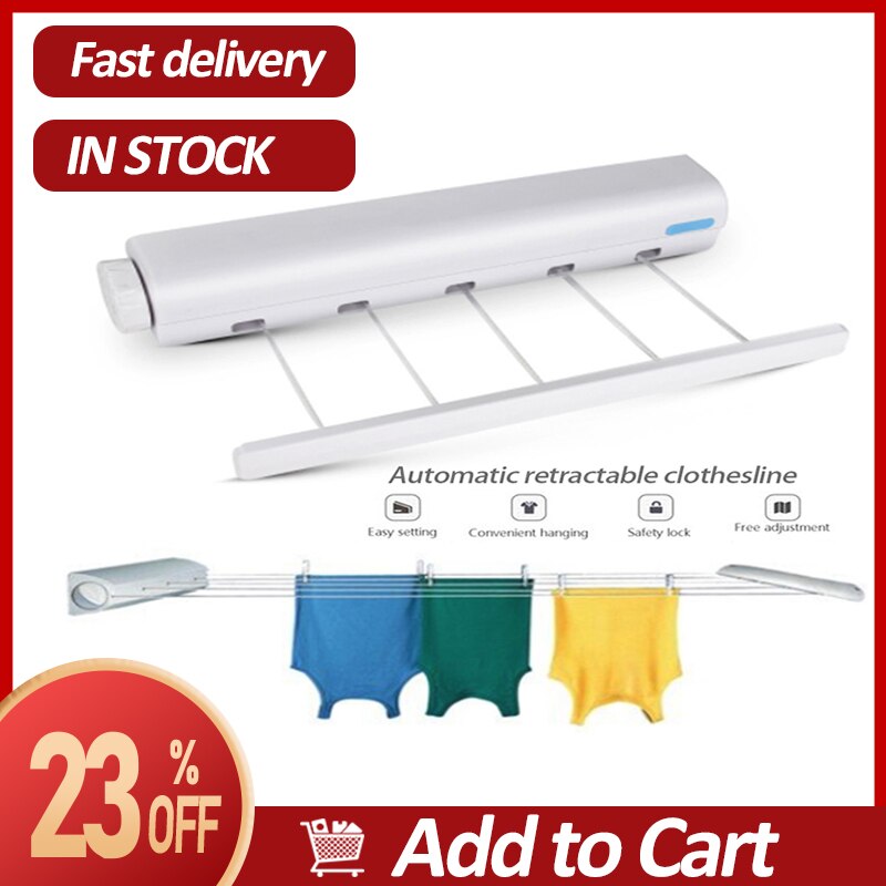 Automatische Telesco Wasserij Opslag Organisatie Clotheslines Muur Hanger Intrekbare Indoor Wasdroger Droogrek