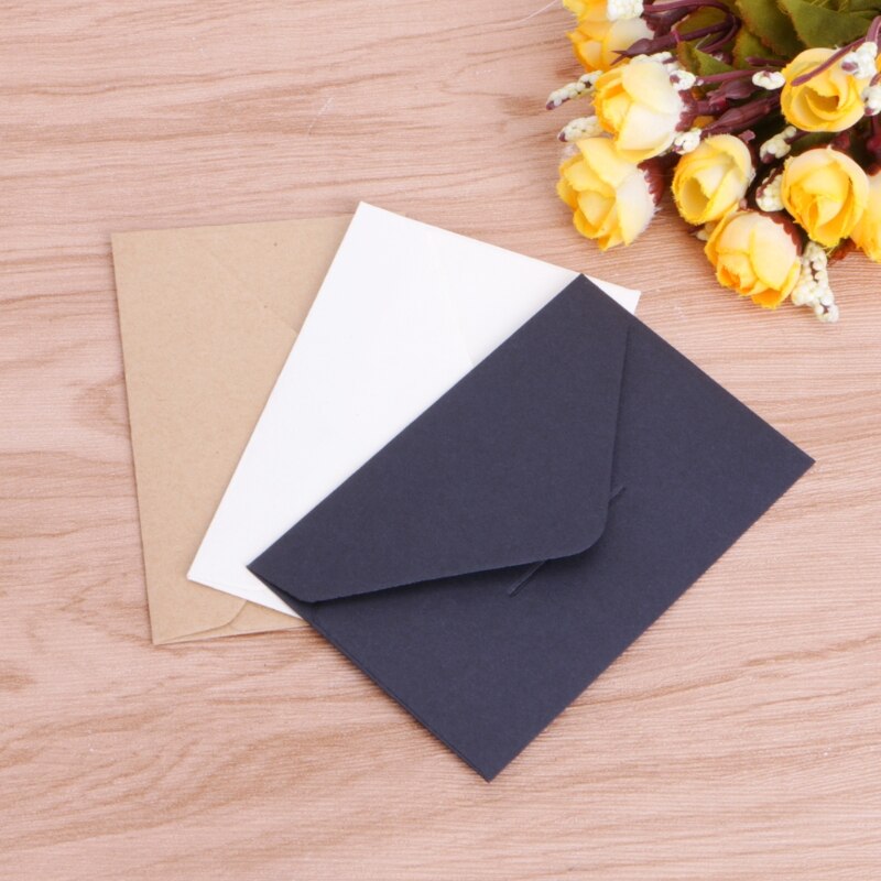 1 sæt 50 stk/parti håndværkspapir konvolutter vintage europæisk stil konvolut til kort scrapbog kraftpapir sort