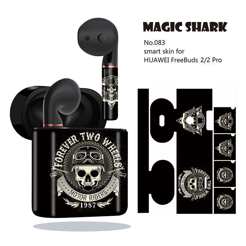Magic Shark fajne Punk czaszka szkielet Motor Rider Rose pcv skrzynki pokrywa Wrap naklejka dla HUAWEI Freebuds 2 i 2 Pro: 083