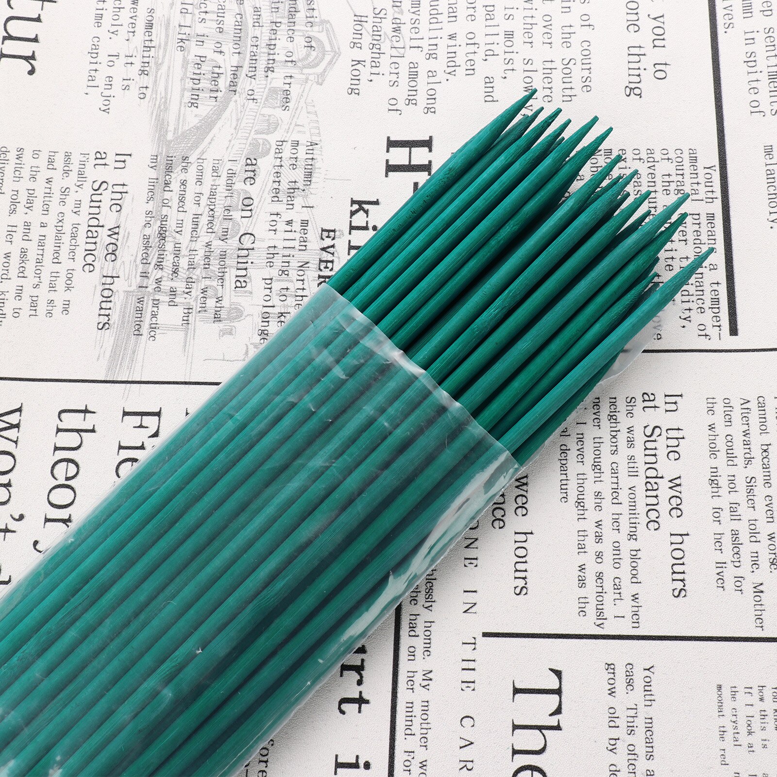 Sign Posting Garden Sticks Wood Plant Stakes Metallic Tie Green Wooden Portable 50 Per Bundle Floral Picks