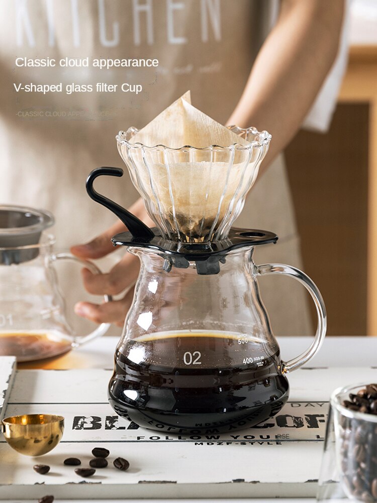 Wood Filter Coffee Machine 400ml Reusable Manual Coffee Maker Set American Home Use Latte Coffee Tool Hand coffee maker set