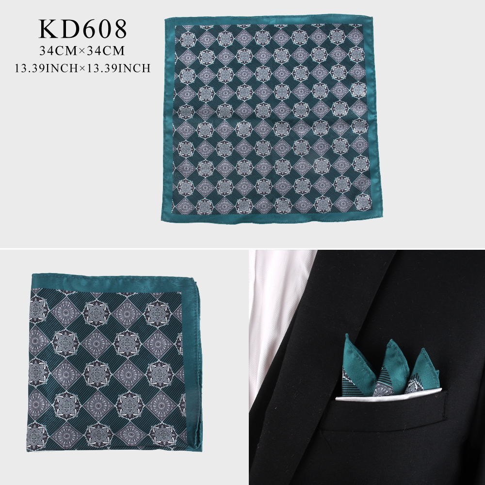 Print Pocket Square For Men Women Floral Printing Kerchief Men's Handkerchiefs Soft Suits Square Handkerchief Towels Scarves: Blue