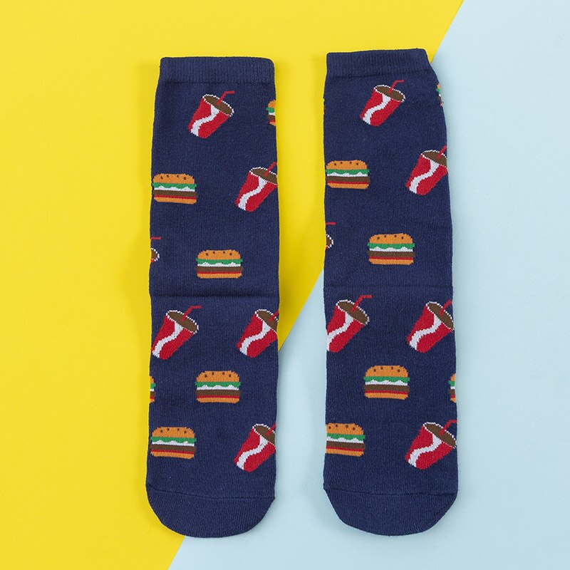 Frauen Socken Lustige Nette Karikatur Obst Banane Avocado Zitrone Ei Cookie Donuts essen Glücklich Japanischen Harajuku Skateboard Socken