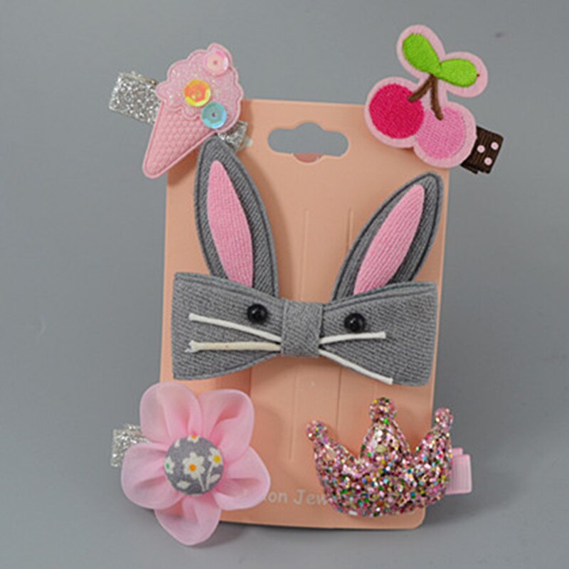 Bear Leader Haarspangen - Cartoon Schleife Kinder Haarclips - Barrette Ornament Zubehör für Mädchen: AZ2078N9 Hase grau