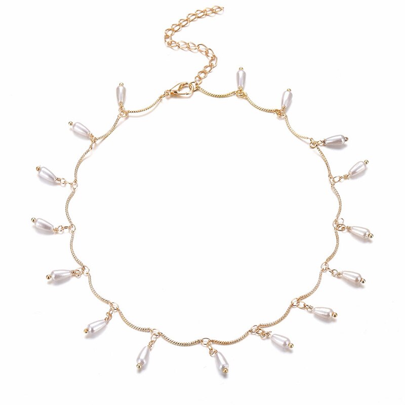 Hvid perle blomst choker halskæder til kvinder hjerte sommerfugl halskæde krystal kort kæde smykker bryllup: 1558b