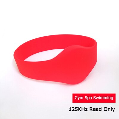 Pulsera EM 125Khz EM4100, pulsera de silicona RFID, solo lectura, Protocolo 18000-2: WB01-Red