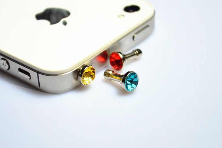 Brillant coloré diamant 3.5mm prise d'écouteurs, trou d'écouteurs, prise anti-poussière, écouteurs universels pour téléphone portable, pour Iphone Xiaomi