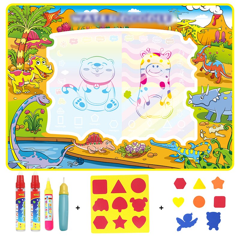 6 Types de tapis de dessin d'eau magique avec stylos et timbres tableau de peinture dans les jouets de dessin grande taille toile Doodle tapis jouets éducatifs: F 110x80cm