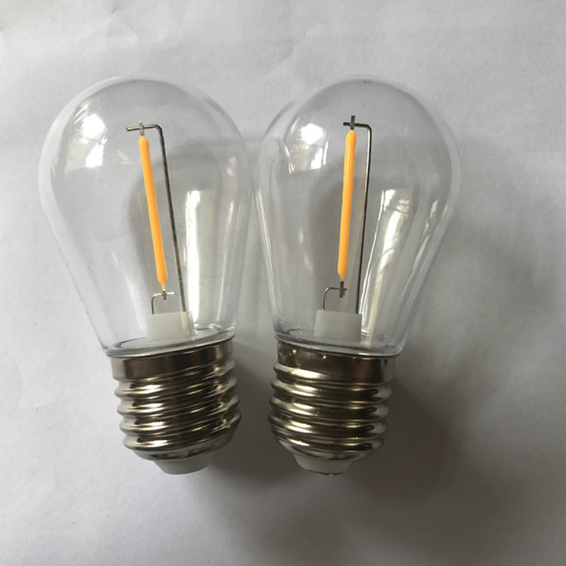 Genixgreen  s14 1w lampadine a filamento led dimmerabili 2700k st45 in plastica  ip44 luci a stringa da esterno impermeabili  e27 lampadine edison