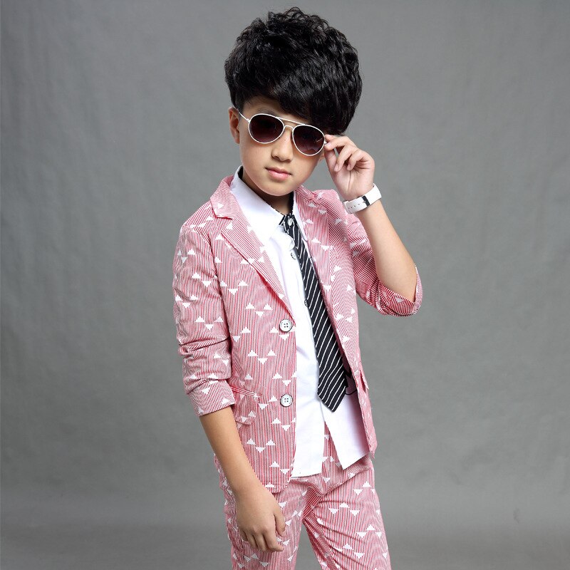 Trajes formales para adolescentes, conjunto de ropa de abrigo + Pantalones, 2 piezas, cumpleaños, niños, Otoño, 5, 6, 7, 8, 9, 10, 12 años,: gules / 4T