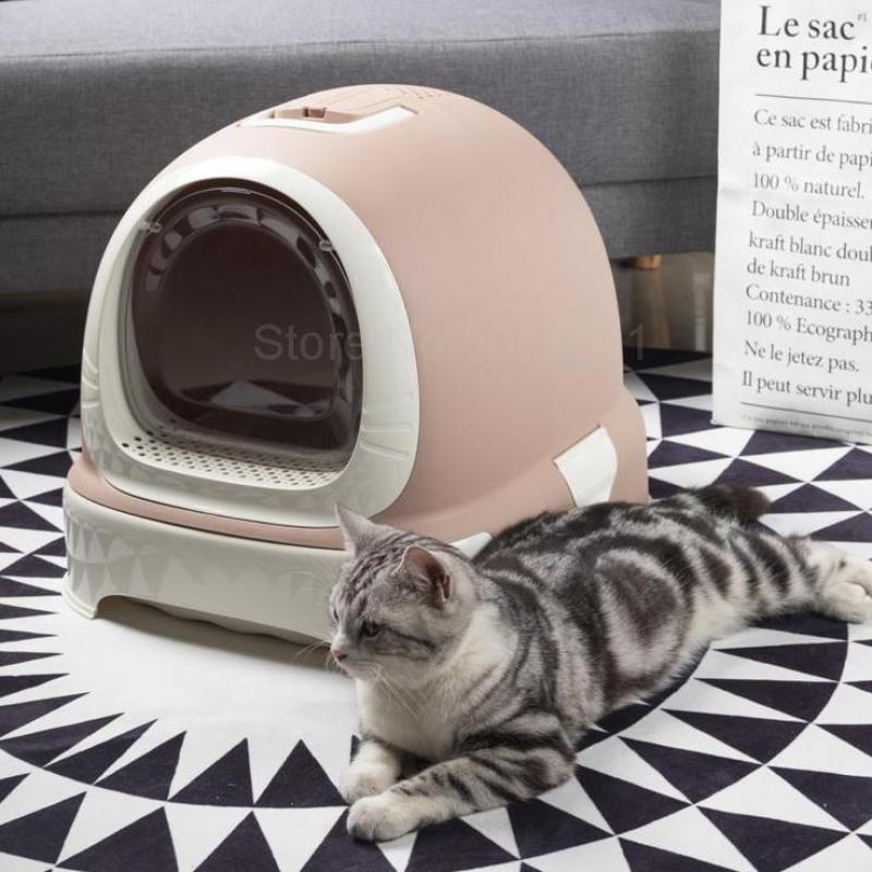 Caja de arena para gatos, inodoro totalmente cerrado, Extra grande, antisalpicaduras, desodorizante, olla de estiércol para gatos, cajón de arena para gatos cómodo y fácil de usar