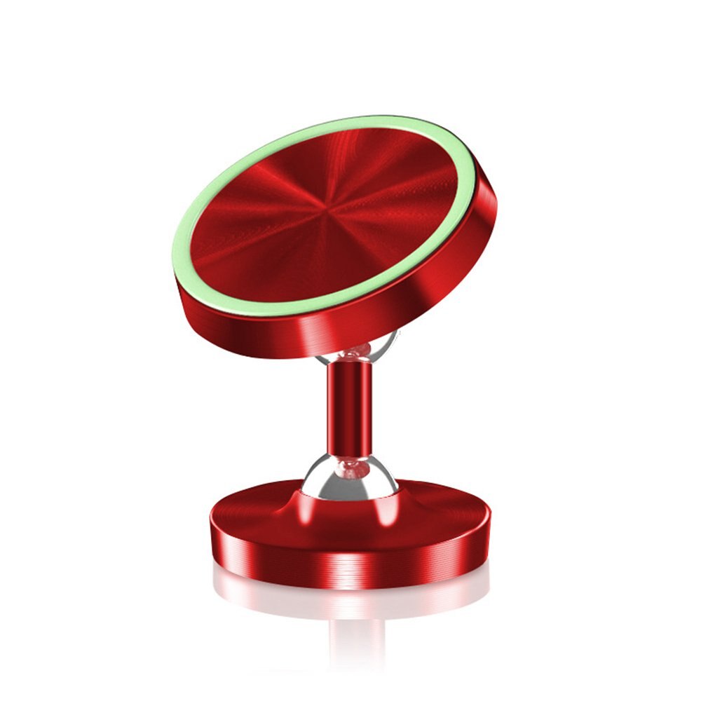 Metal Car Phone Holder Double Ball 360 Degree Rotating Suction Cup Type Magnetic Mobile Phone Holder: Luminous Red