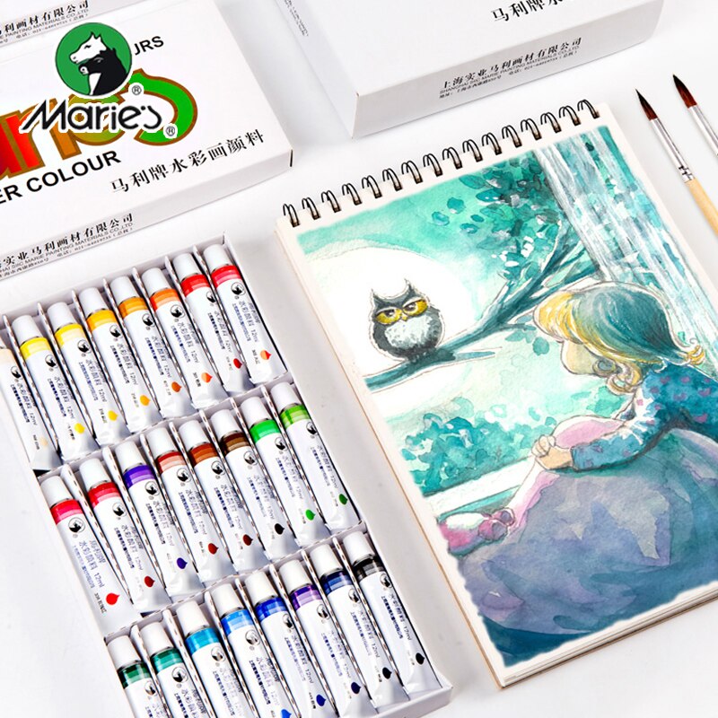 Marley Watercolor Gouache Pigment Set for Beginners Non-Toxic Washable 12/18/24/36 Colors Tubular Child Student Paint 12ml