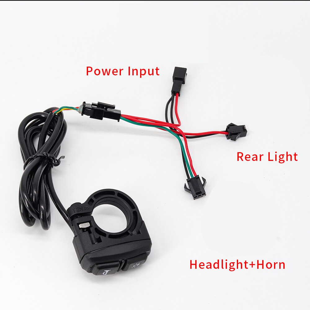 Ebike Licht Schalter für Elektrische Fahrrad Scheinwerfer Rücklicht und Horn Schalter 12V 24V 36V 48V 52V 72V E-Fahrrad E-Rolle Wuxing Schalter: schalten ad Anschlüsse