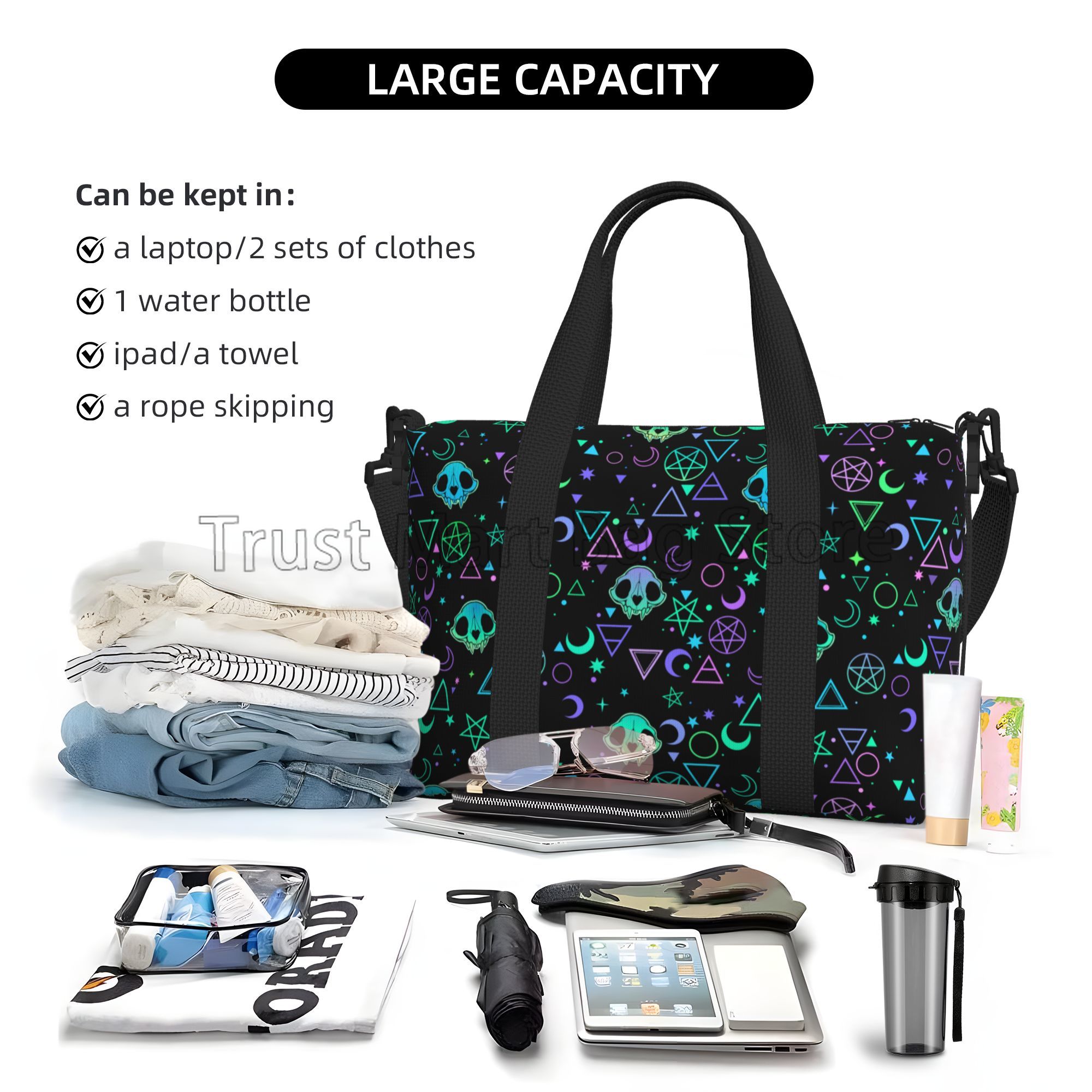 Magic Schedels Print Hand Reistas Multifunctionele Weekender 'S Nachts Tassen Unisex Casual Waterdichte Sport Gym Yoga Bagagetas