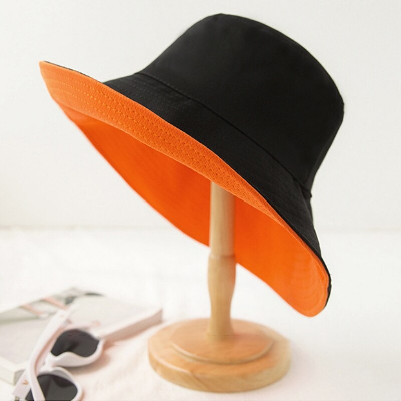 Bucket Caps Adult Cotton Sports Caps Double Side Wide Brim Flat Top Fisherman's Golf Hat Travel Apparel Accessories Tennis Caps