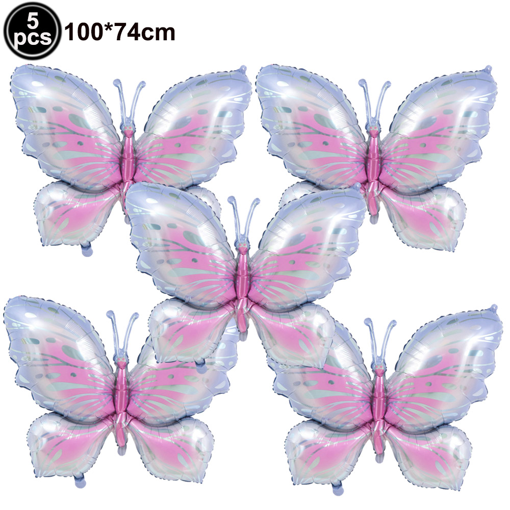5 uds. Globos coloridos de papel de aluminio con forma de mariposa, globos con temática de mariposa, decoraciones para de cumpleaños, boda, Baby Shower