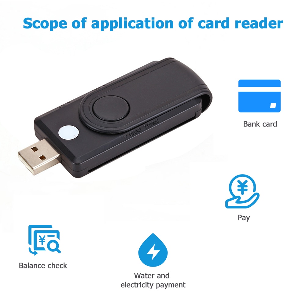 USB 2.0 SIM smart card reader connected to the computer PC adapter, used for tax declaration bank ID card reader SD/TF smart car