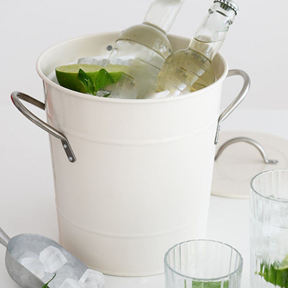 1pc 4.5L Ice Bucket Party Bar Celebration Beverage Bottle Beer Bucket Thicken Iron Bucket With Cover And Ice Shovel