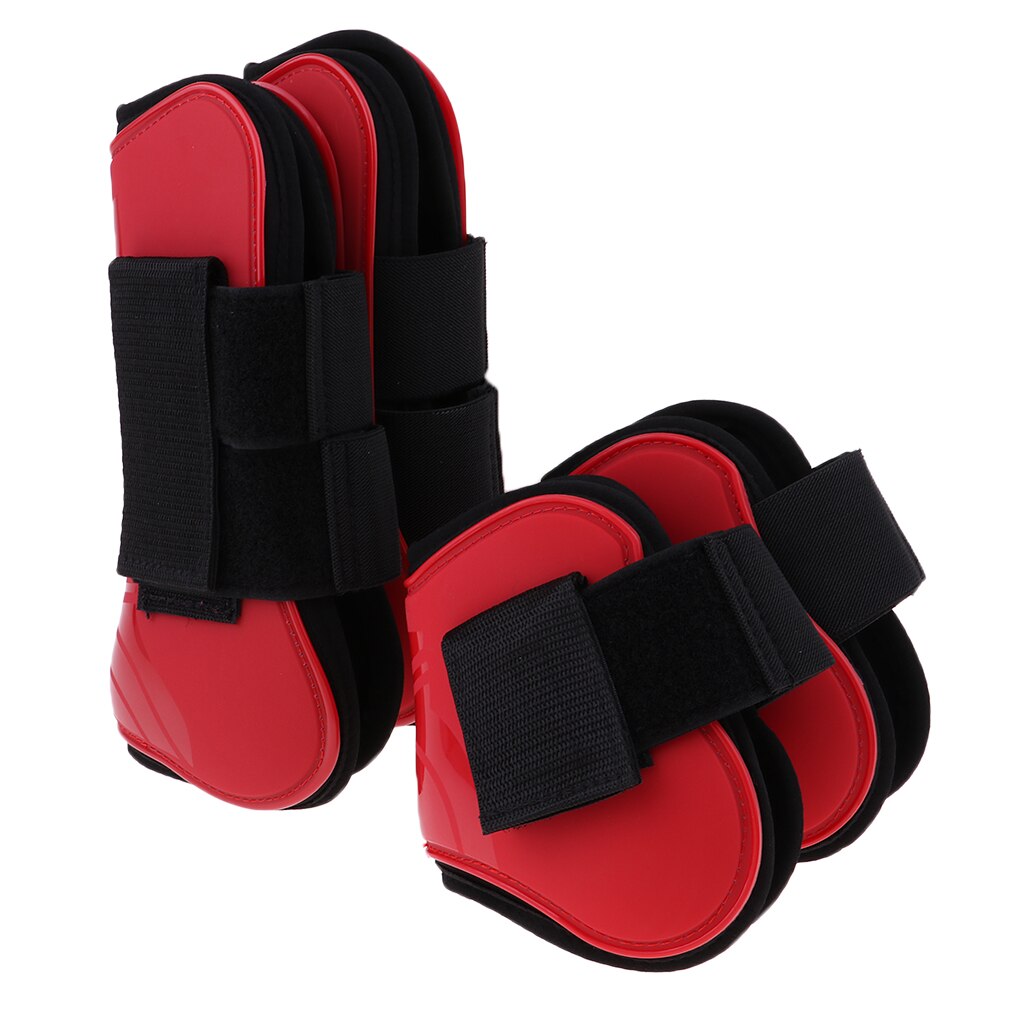2 Pairs Horse Leg Boots Front Hind Leg Tendon Protect Equestrian, PU Shell and High Neoprene