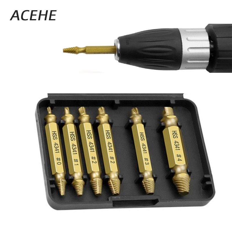 6pcs Damaged Screw Extractor Speed Out Drill Bits Tool Set Broken Bolt Remover Quick Stripped Screws