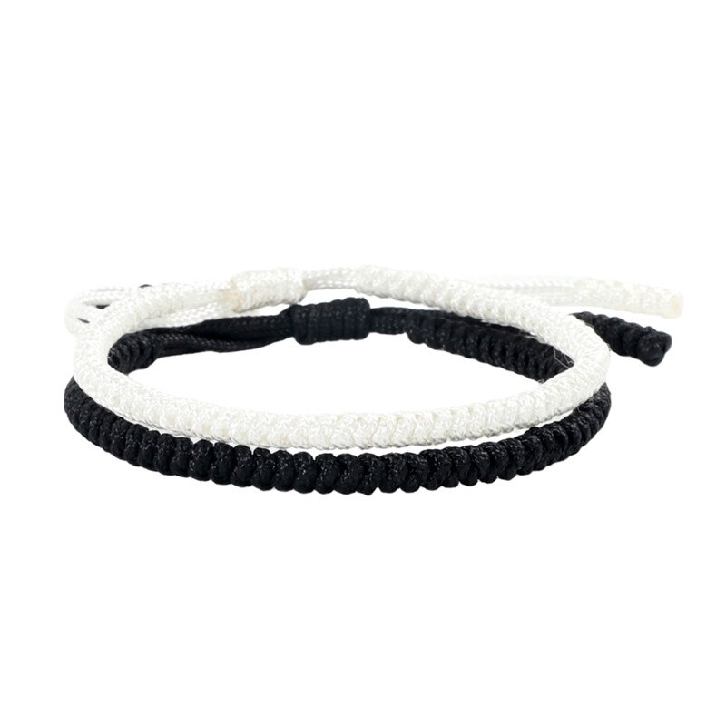 Zwart Rood Touw Handgemaakte Armband Vrouwen Charm Lucky Verstelbare Knopen Tibetaanse Boeddhistische Armbanden & Bangles Voor Mannen Beste Vriend: white-black