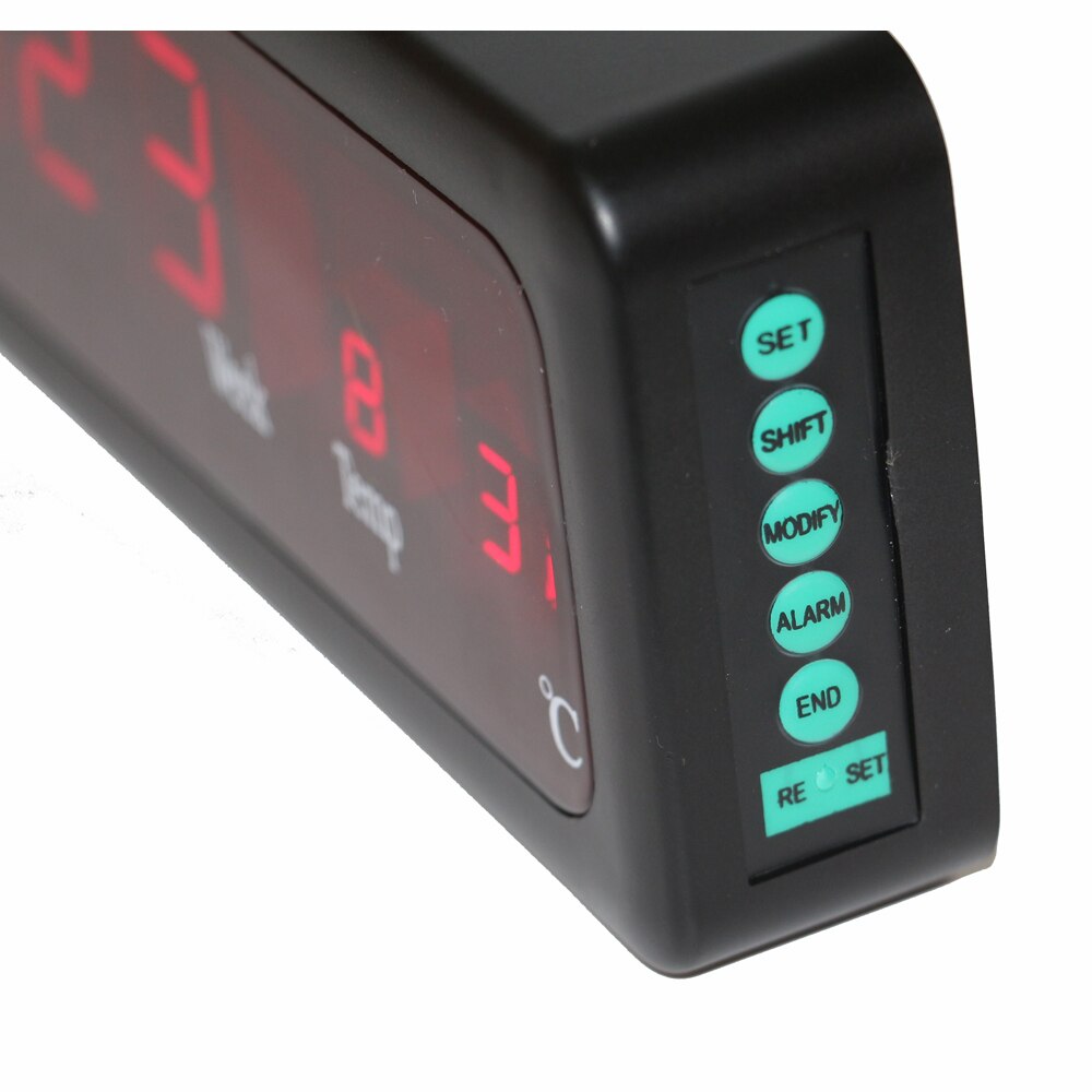 Desktop Electronic Alarm Clocks Digital LED Wall Clock with Indoor Temperature Calendar Week Date Houly Chime Red Display