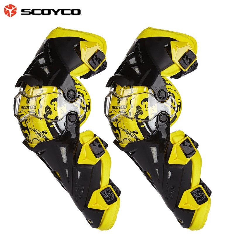 Scoyco  k12 gear motorcykel beskyttende knæpuder motobike knæbeskytter motocross motorsport knæbeskytter beskyttelsesudstyr: Gul
