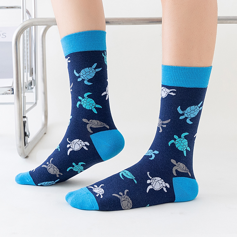 Nuevos calcetines de para hombre Harajuku japonés calcetines de dibujos animados felices caballito de mar cangrejo camarones calcetines de Coral tendencia medias masculinas calcetines divertidos