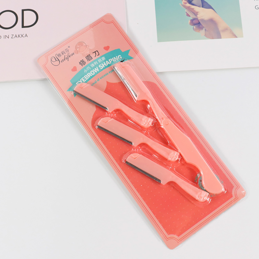 3/10pcs Eyebrow Trimmer Blade Shaver Portable Facial Face Razor Eyebrow Shaper Shaping Tool Scissors Face Hair Remover for Women: H -3pcs Small Blades