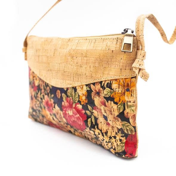 Cork bags for women Original handmade natural cork bag Botanical Flowers and rustic Crossbody bag BAG-380-C