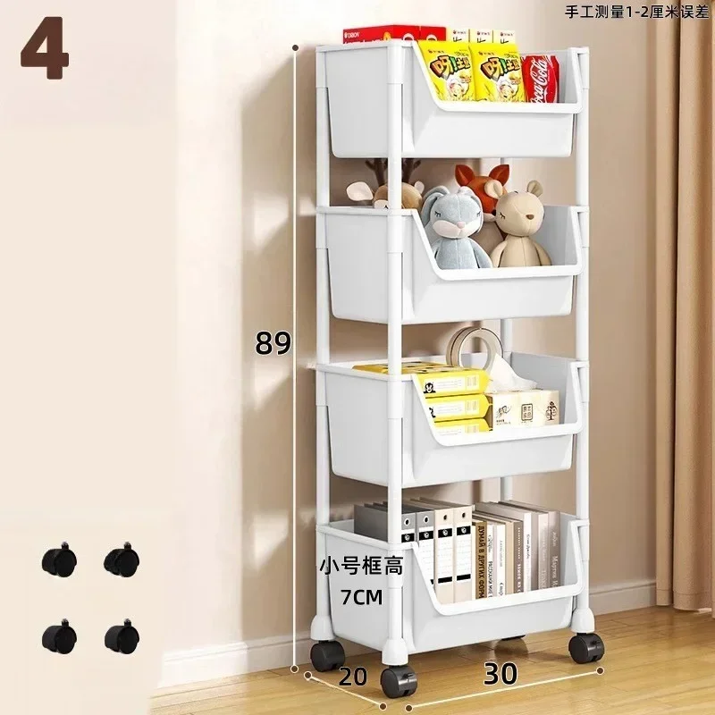Trolley Bookshelf Kitchen Storage Slit Storage Cabinet Bathroom Living Room Home Organizer Rack Kitchen Corner Narrow Doll stand: Red
