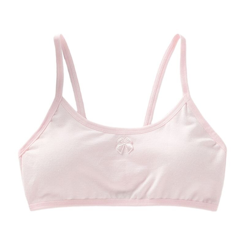 Puberteit Meisjes Spaghetti Band Ondergoed Snoep Kleur Strik Padded Draadloze Beha: Roze