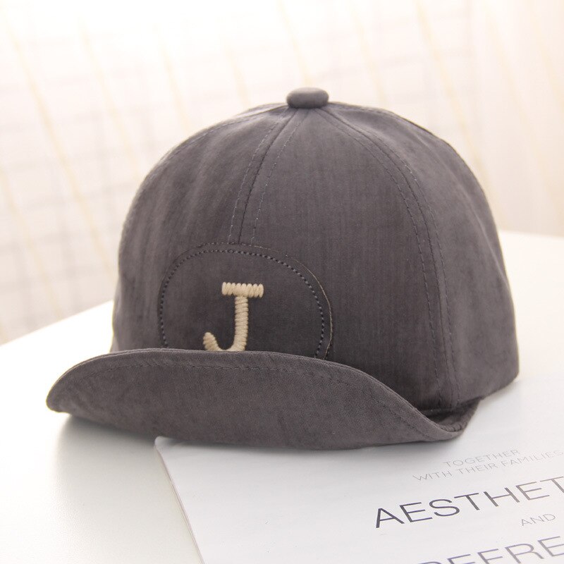 Gorra de béisbol bordada con letras A para niño y niña, sombrero de Sol de mezclilla para exteriores, Snapback de bebé, sombreros de Hip-Hop de 6-24 meses, 46-50cm: Dark Gray