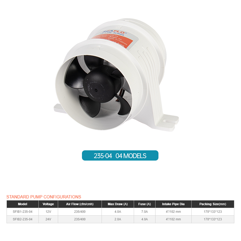 12V/24V 40A ABS Leises Luftgebläse Wasserdicht Hoher Luftstrom Inline-Gebläse Marine Bilge Boot Gebläsemotor Kunststoff