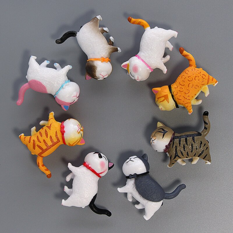 Combinación de gatitos japoneses para refrigerador, de colección de recuerdos, lindos imanes de nevera para gatos pequeños, animales amarillos, negros y blancos