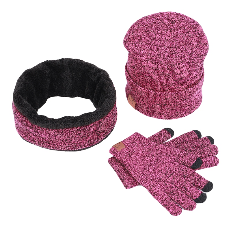 Vinter varm beanie slouchy hat tørklæde hals varmere handsker sæt tøj & tilbehør: Z