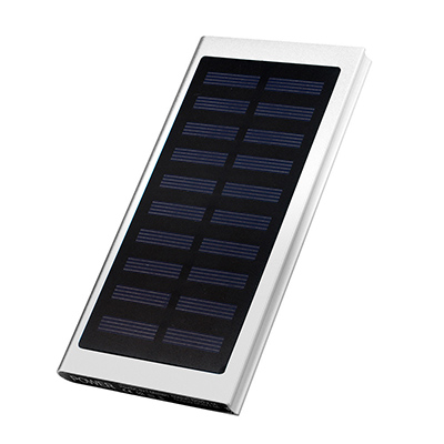 20000mAh Solar Power Bank Externe Batterij snel opladen Dual USB Powerbank Draagbare Mobiele telefoon Oplader voor iPhone 8 X xiaomi: Zilver